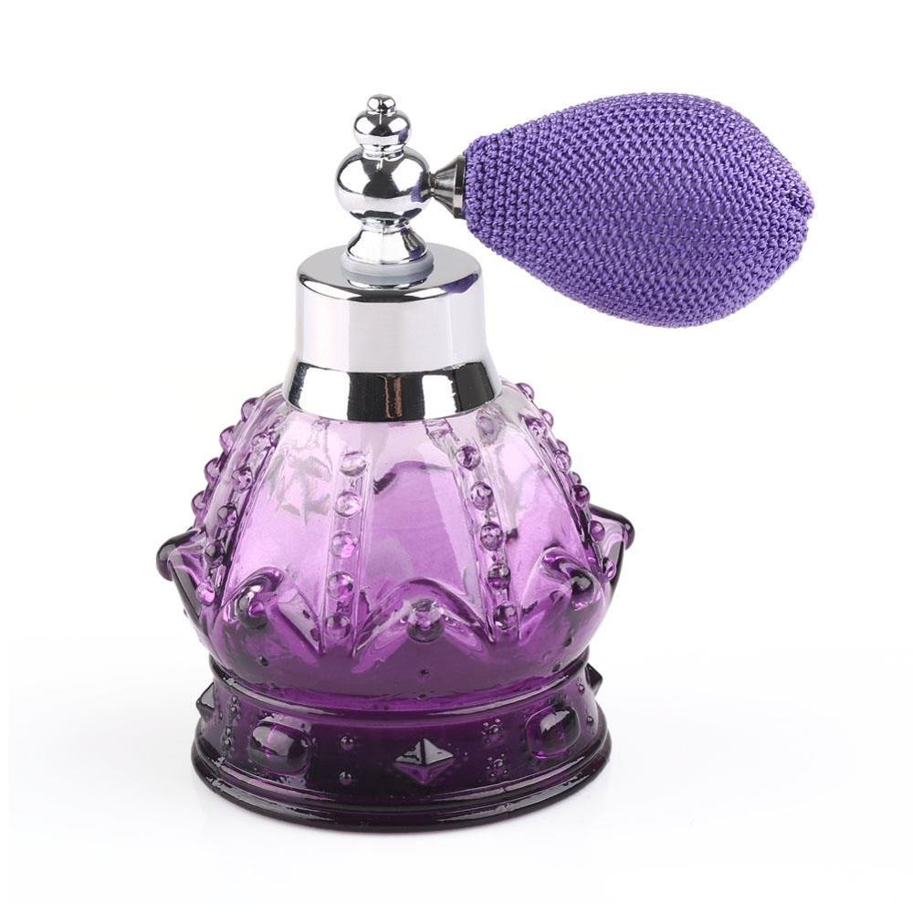 80ml Vintage Crystal Perfume Bottle Purple Spray Atomizer with Air Bulb Classic Sprayer Empty Refillable Glass Bottle Ladys Gift