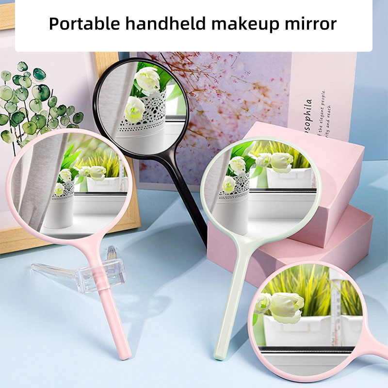 Ginkgo leaf handheld mirror round handle mirror HD makeup mirror plastic small mirror portable mirror makeup mirror