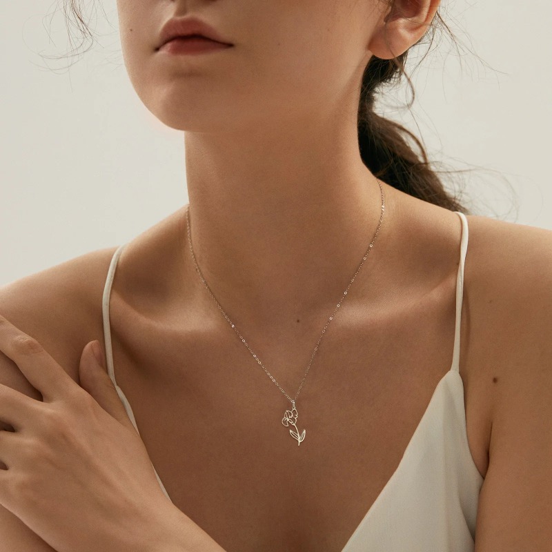 Stainless Steel Birth Month Flower Necklace Snowdrop Daisy Rose Pendant Neck Chains 2025 Trendy Birthday Gift Custom Jewelry