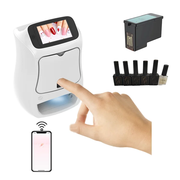 Portable Nail Printer Finger DIY, Automatic Printing Art Plotter, 3D Digital Art Design Fingernail Salon with Printer