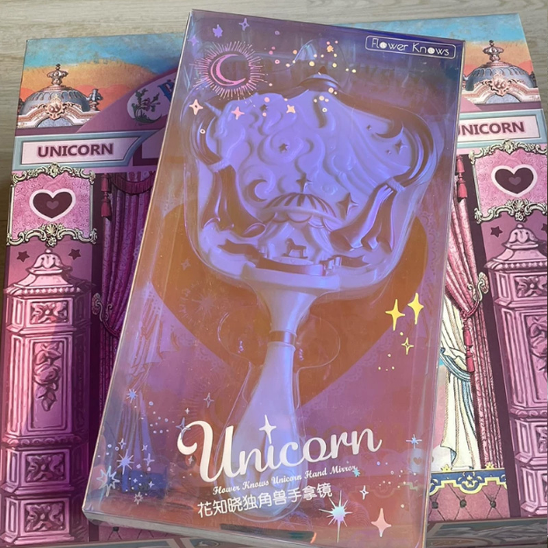 Flower Knows Unicorn Series Hand Holding white Mirror Rare Exquisite Blush loose powder Makeup Tools