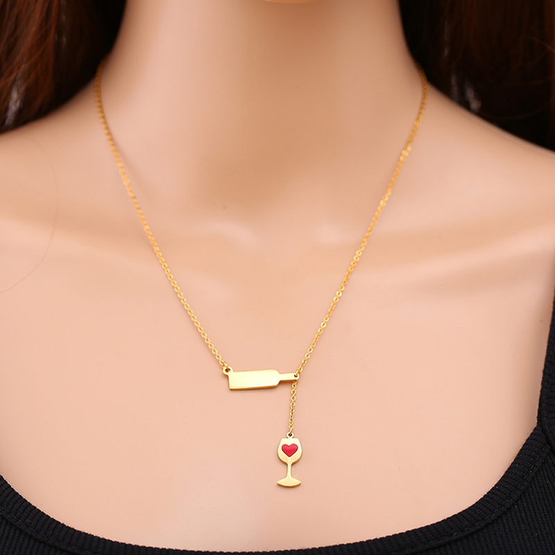 Personalized Name Wine Women Pendant Necklace Stainless Steel Customized Necklaces Design Jewelry For Women