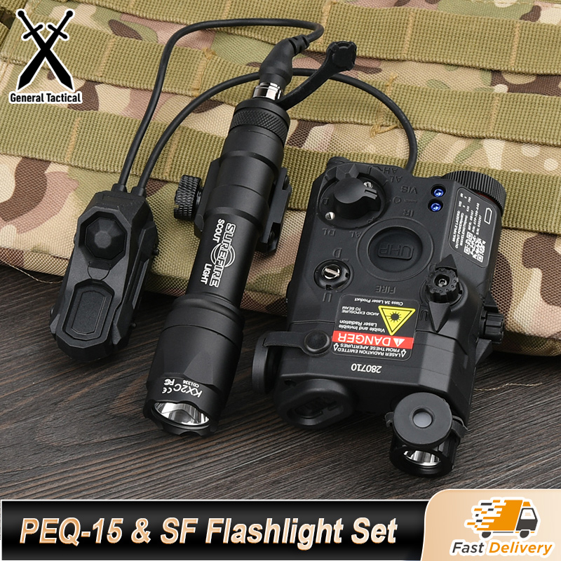 WADSN Tactical PEQ 15 Red/Green/Blue Laser & SF M300A/M600C Flashlight & AXON Remote Sitch Set IR Fill Light For Airsoft Hunting