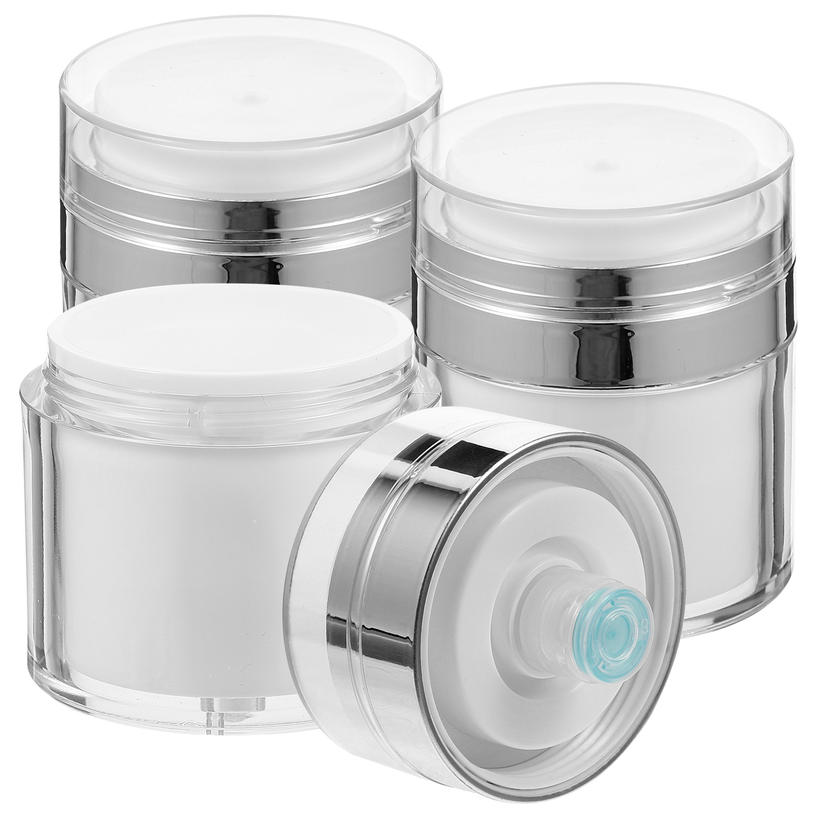 3Pcs Airless Lotion Jars 50ml Plastic Pump Bottles Portable Sub Container Vacuum Cream Jar Leakproof Travel Bottle Cosmetics