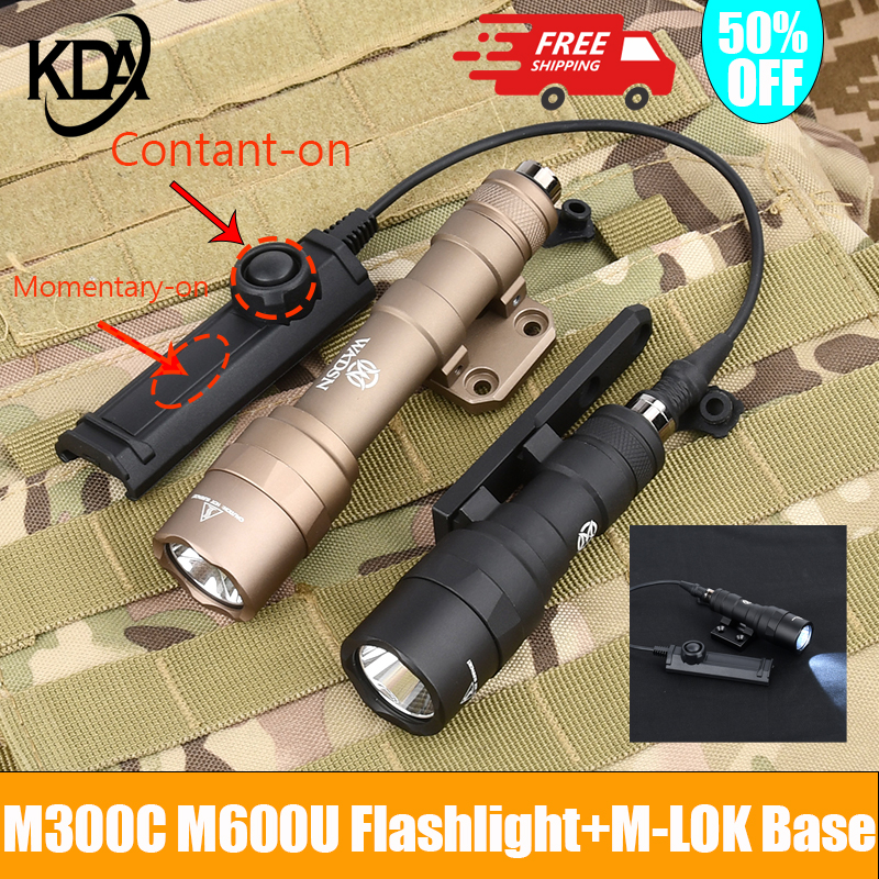 WADSN M300C M600U Powerful Flashlight LED Hunting Scout Light Mount Offset Base With Remote Pressure Switch Fit M-LOK/Keymod
