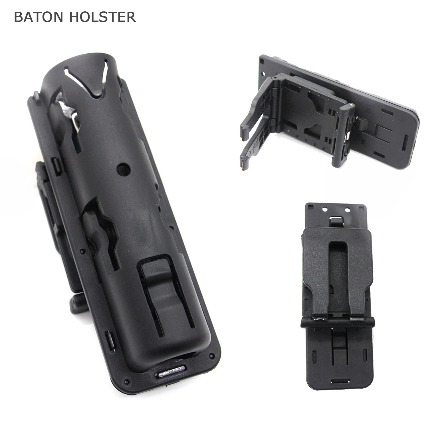 MOLLE Baton Holster 360 Degree Rotation Baton Holder Flashlight Holder Pepper Spray Pouch for Duty Belt Hunting Self Defense