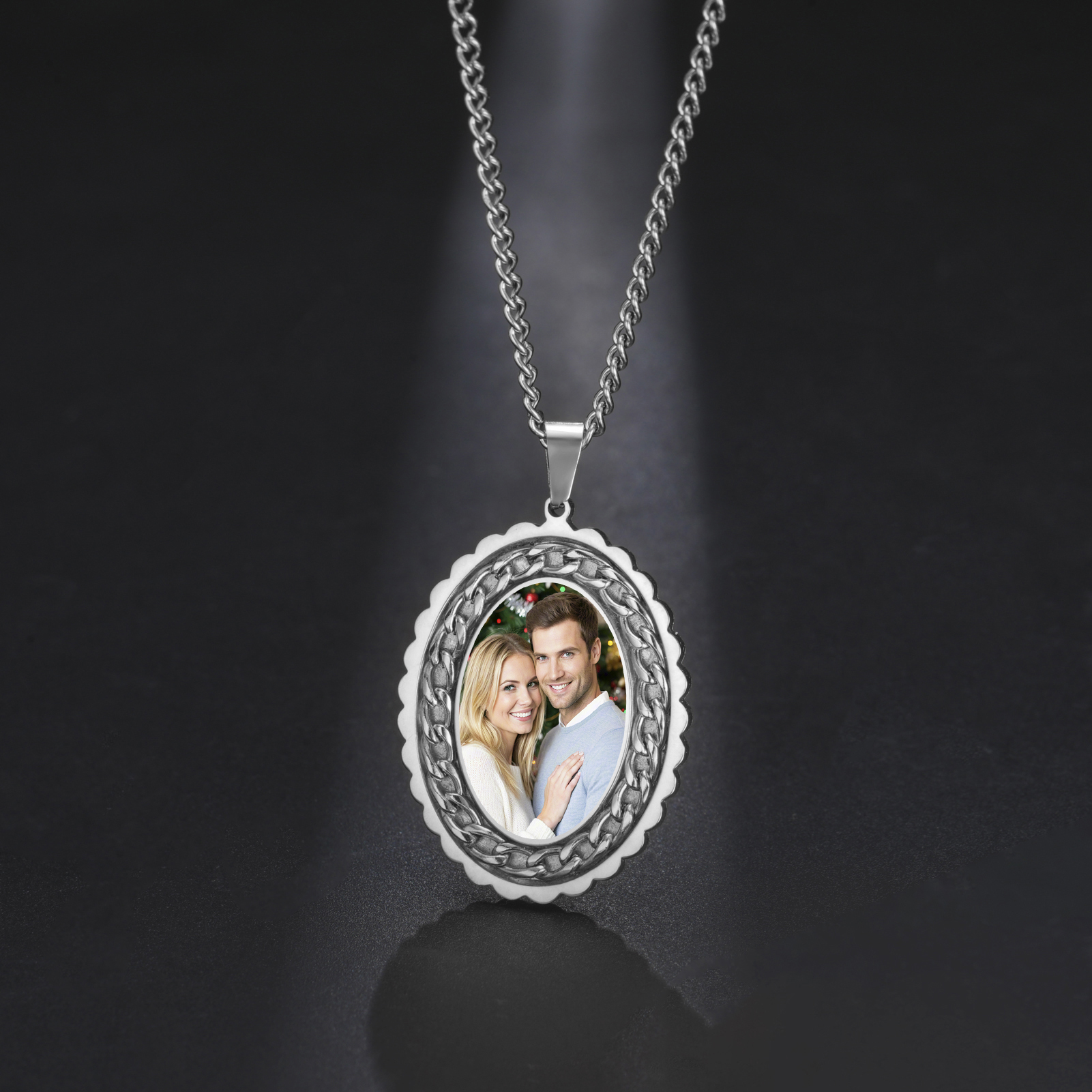 Multi Colored Oval Patterned Custom Necklace Couples Locking In Sweet Moments And Preserving Romantic Moments Giving Her Or Him