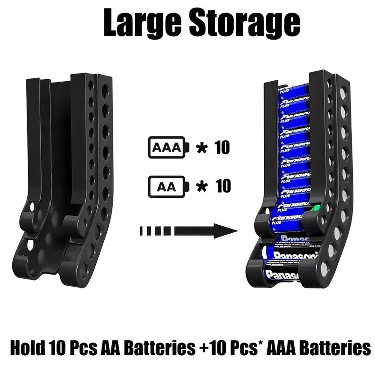 Battery Storage Rack Wall Mounted Holder Vertical Organizers Case Convenient Storage Container for &AA Combos Batteries Holder