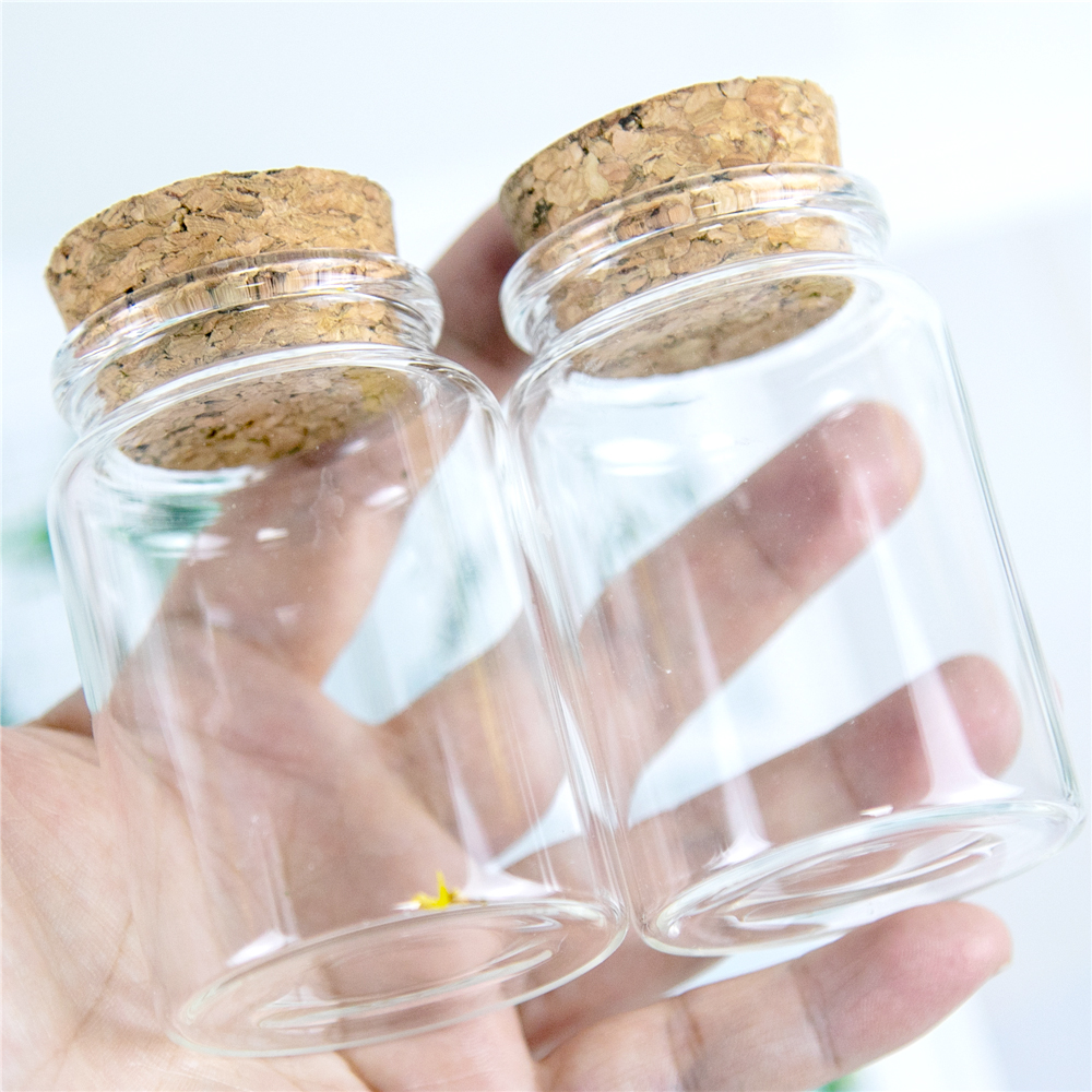 24Pcs 80ml Craft Jars Mini Hyaline Glass Container with Corks Creative Handicraft Reusable Pot Cosmetics Vial Gifts Bottles