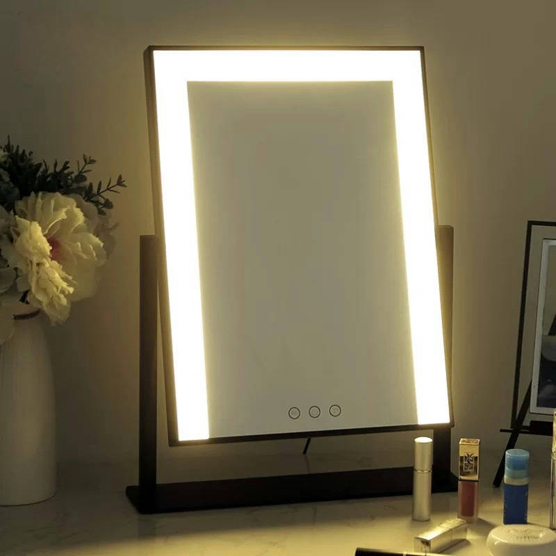 Lighted Vanity Makeup Mirror with Lights Touch Control 3 Color Lighting for Bedroom Detachable 15X Magnification 360°Rotation