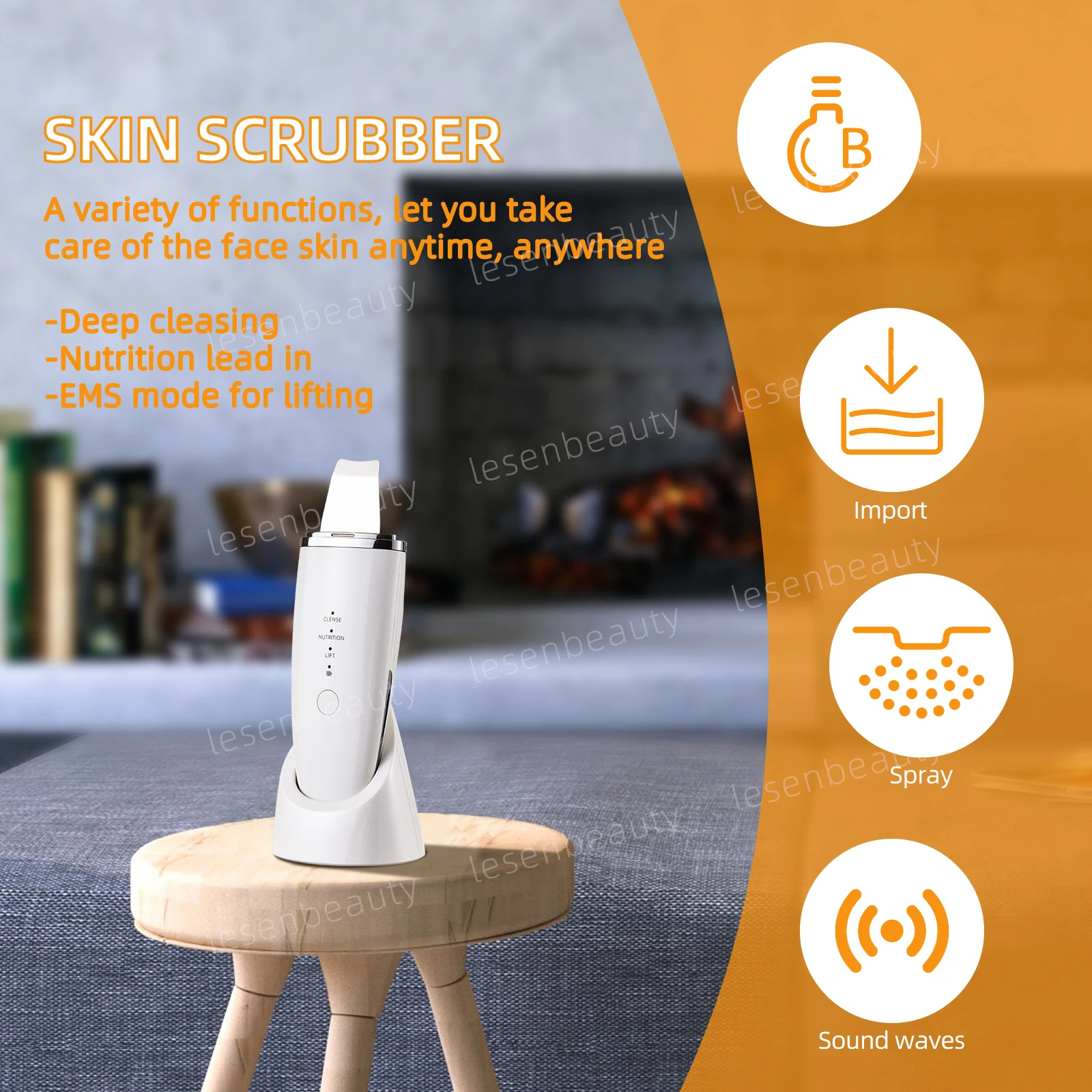 Electric Ultrasonic Skin Scrubber Vibration Face Spatula Peeling Blackhead Remover Facial Lifting Cleansing Ultrasonic Skin Care