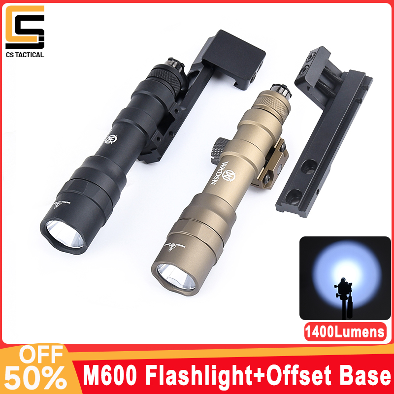 WADSN M600DF Metal Flashlight High Power 1400lumen White Light Hunting Airsoft Spotlight With Offset Mounting Base For 20MM Rail