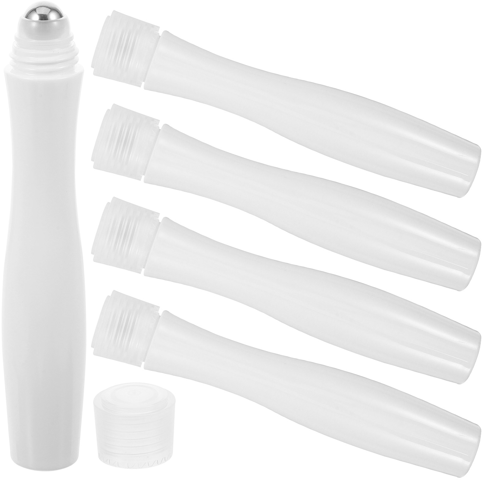 5PCS Multi purpose Refillable White Small Essential Oil Travel Bottles Plastic Portable Empty Roller Bottle Thick PP