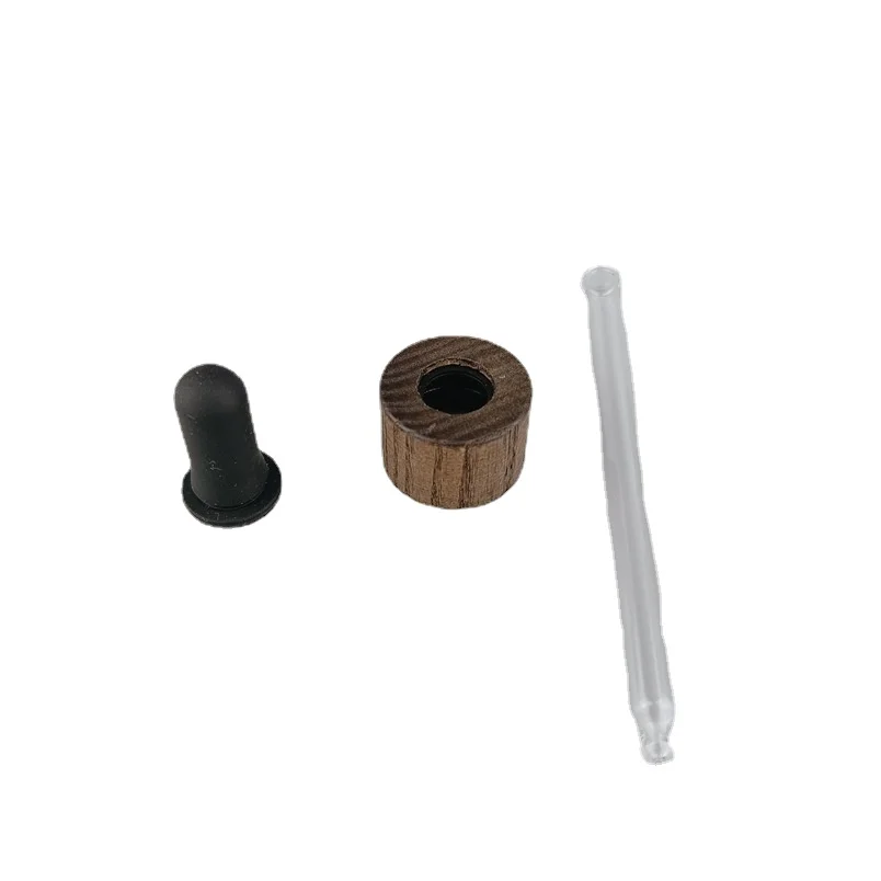 Matte frosted glass dropper bottle withdark lids Flat Shoulder Dropper Bottle Frosted Glass Bottle withBamboo Dropper Cap Wooden