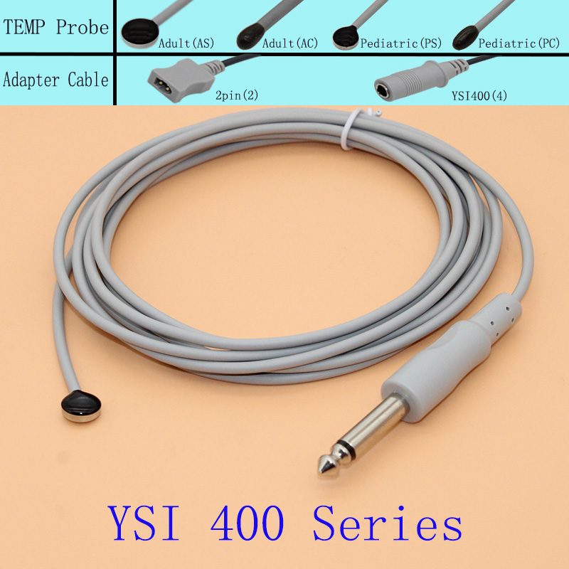 YSI 400 reusable temperature probe,adult/pediatric skin surface/esophageal/rectal TEMP sensor,2.25Kohm thermistors medical cable