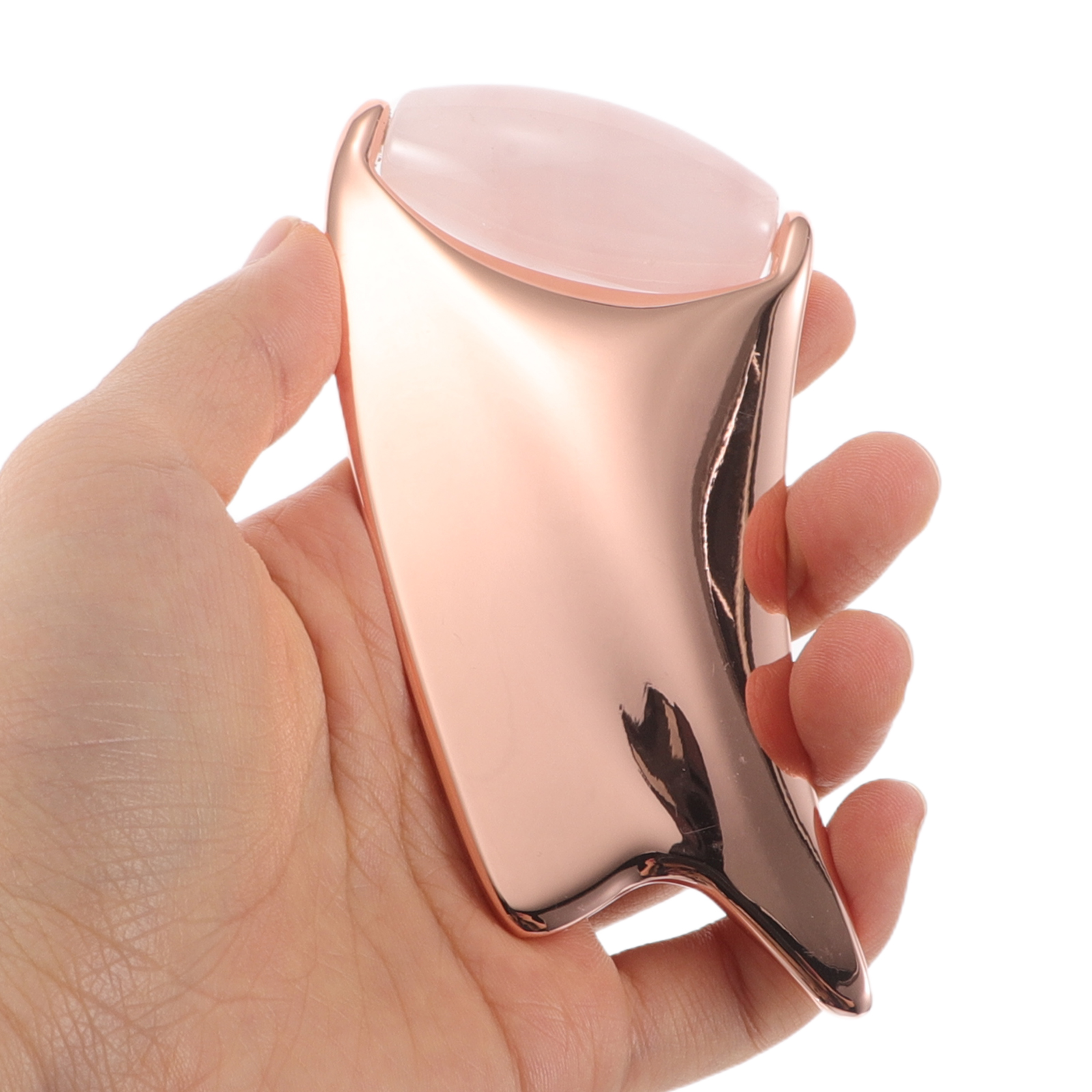 Jade Guasha Tool Face Massage Roller Scraping Board Rose Quartz Stone Facial Skincare Handheld Anti-Aging Zinc Alloy Cooling