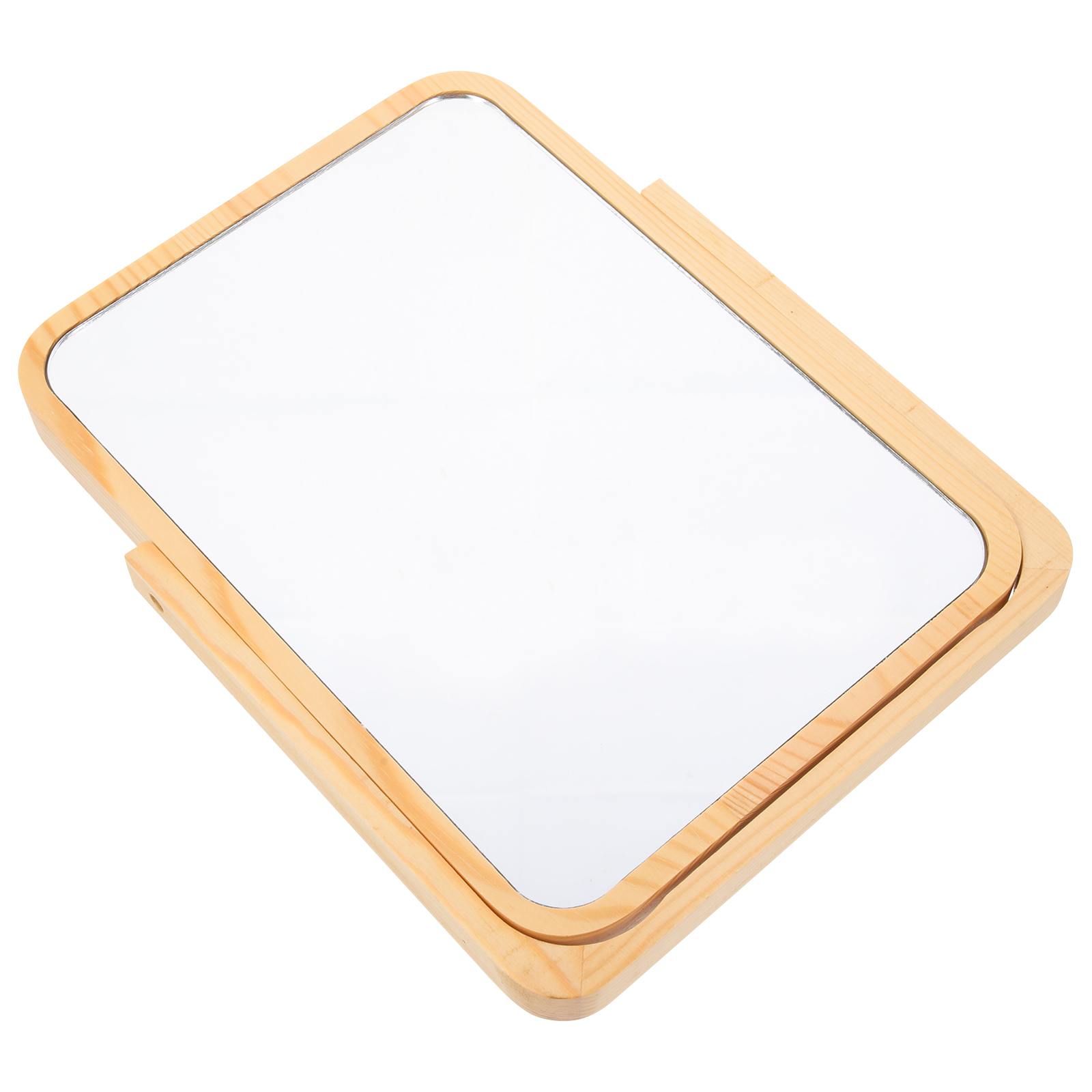 Rotating Vanity Mirror High Definition Smooth Surface Bedroom Desk Countertop Decor Girls Makeup Mirror Wooden Stand Foldable