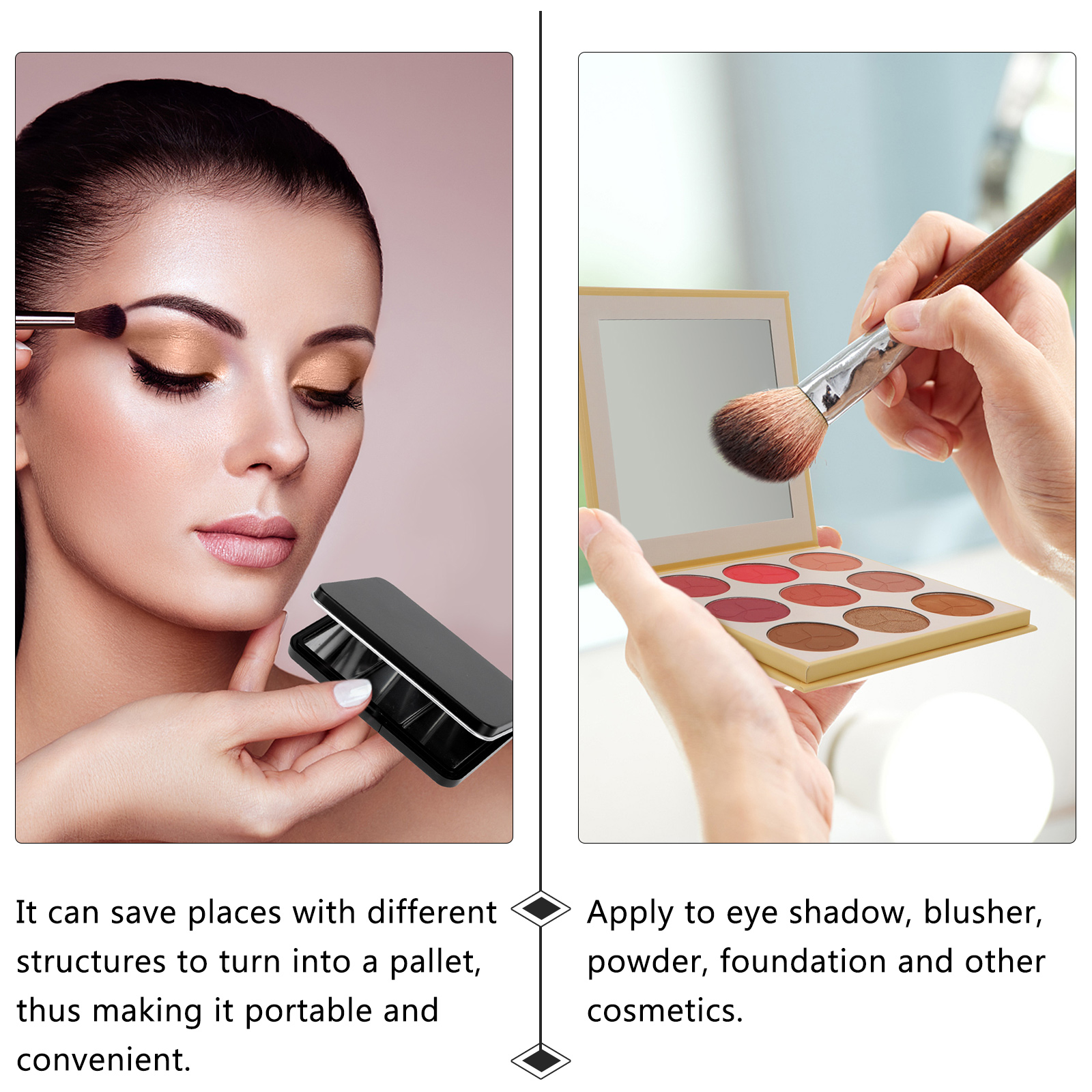 1pc Eyeshadow Storage Box Lightweight Travel Makeup Organizer Refillable Lipstick Container Blush Eyebrow Powder DIY Empty Case