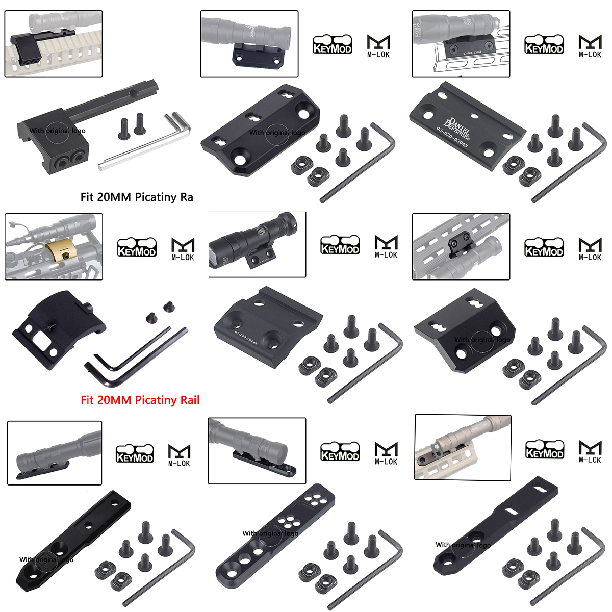 Tactical Surefire M300 M600 Offset Scout Mount Fit Mlok Keymod SMR Rail Base ARIS Series Hunting Airsoft Gun Flashlight Mount