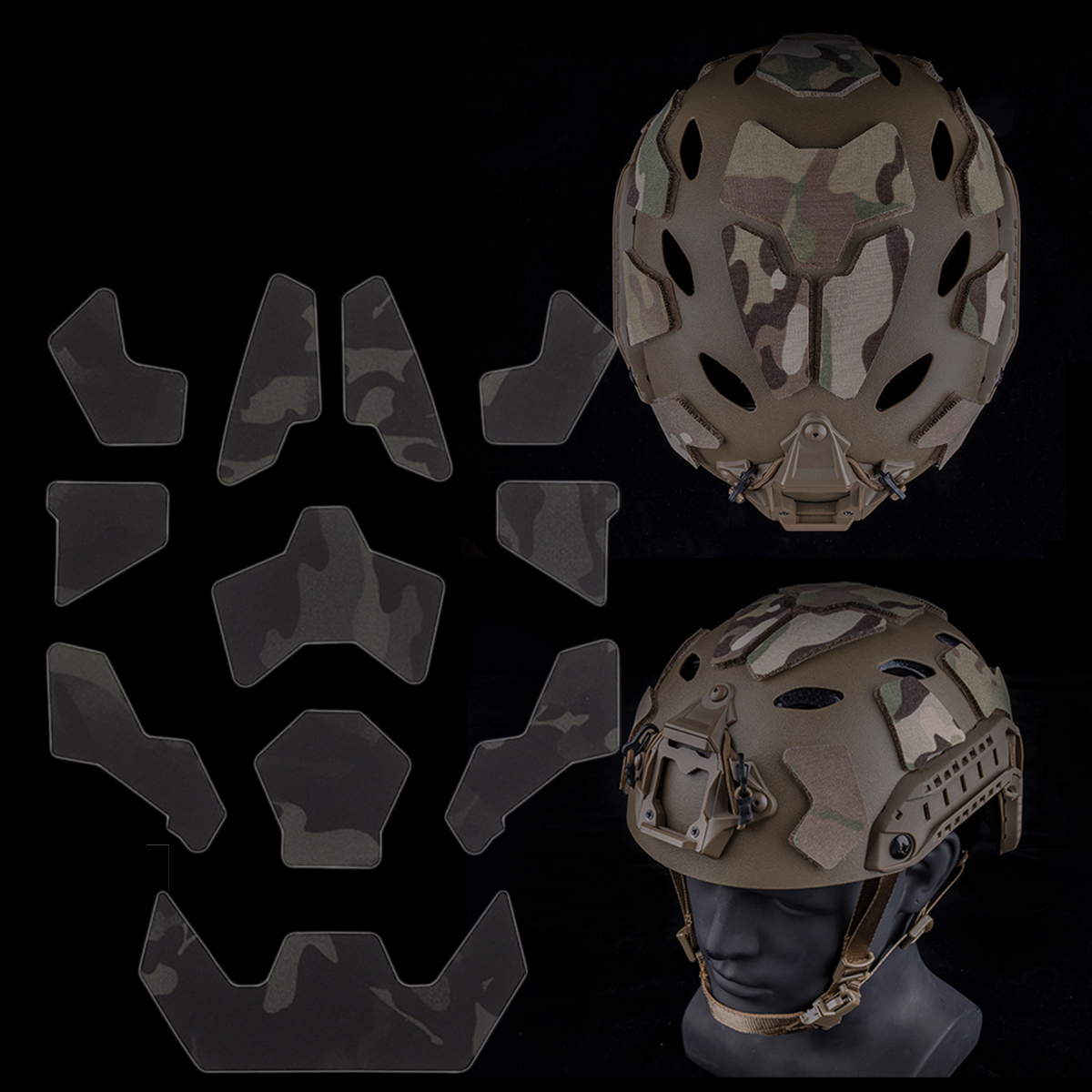 FAST Airsoft Tactical Helmet DIY Magic 11pcs High Cut Camouflage Hunting Accessories Hook and Loop Buckle for paintball shooting
