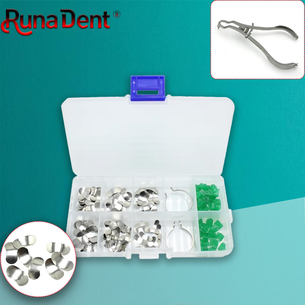Sectional Matrix System Kit - Contoured Metal Matrices Bands, Resin Clamping Rings & Dental Pliers for Precise Tooth Restoration