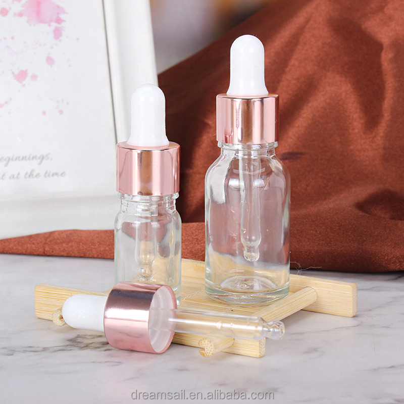 Cosmetic Packaging Transparent Essential Oil Glass Dropper Bottles Empty Skincare Beauty Makeup Containers Cosmetic Packaging