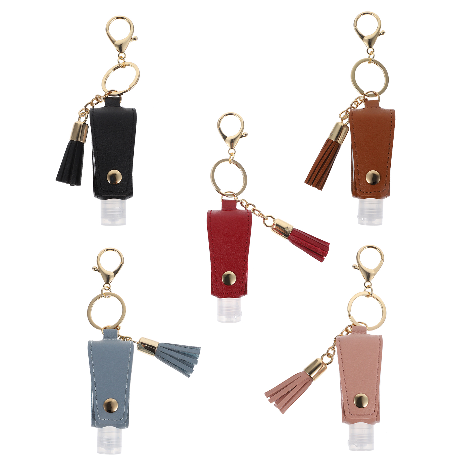 5pcs Keychain Disinfectant Travel Bottles Lightweight Leak Proof Hand Holder Toiletries Empty Bottle Carrier