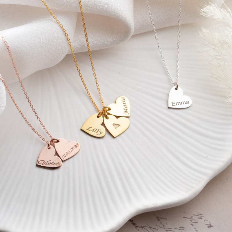 Fashion Engraved Name Pendant Necklace for Women Girls Personalized Custom Heart Exquisite Jewelry Engagement Weddings Gifts