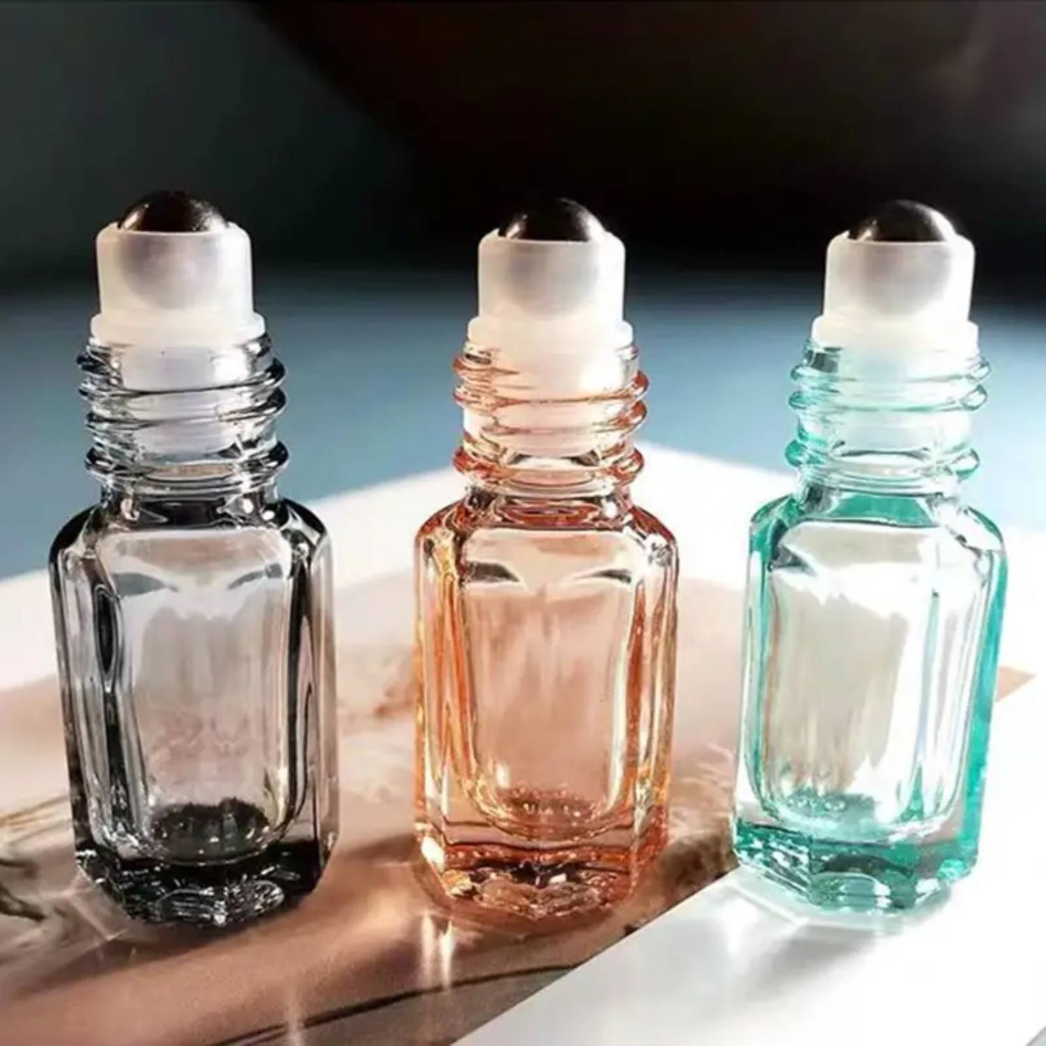 3pcs Portable Glass Roller Bottles for Cosmetic Travel Storage