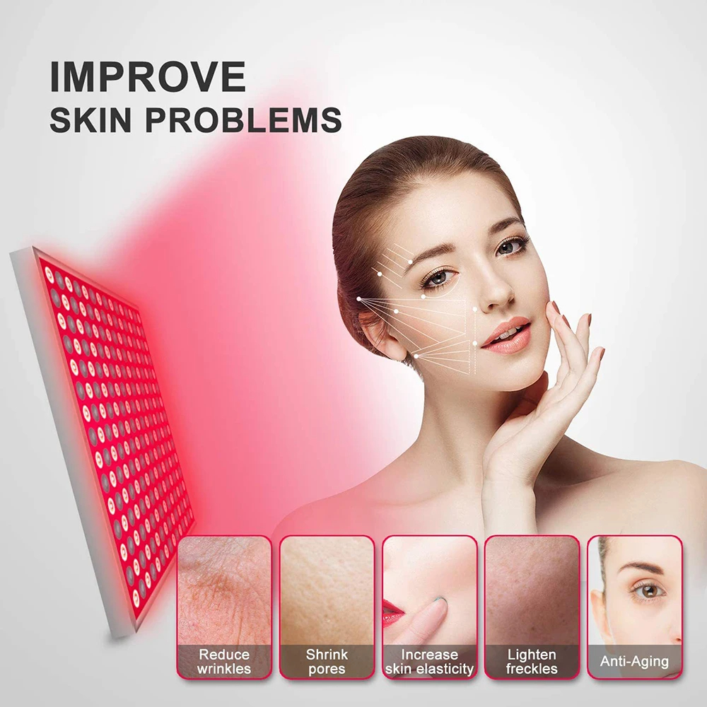 LED Red Light Therapy Panel Lamp for Facial Anti Aging Skin Care Beauty 225 LED Light Body Pain Relief Infrared Lamp