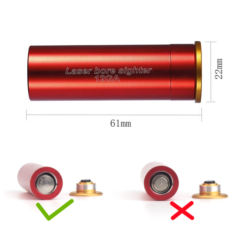 12G Red Laser Bore Sight 12GA Laser Calibrator 12Gauge Boresighter