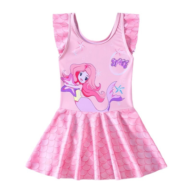 SwimmyCubs Girls One-piece Swimsuit Girls Swimwear Princess Skirt Kids Kids Girls Swimwear Halter