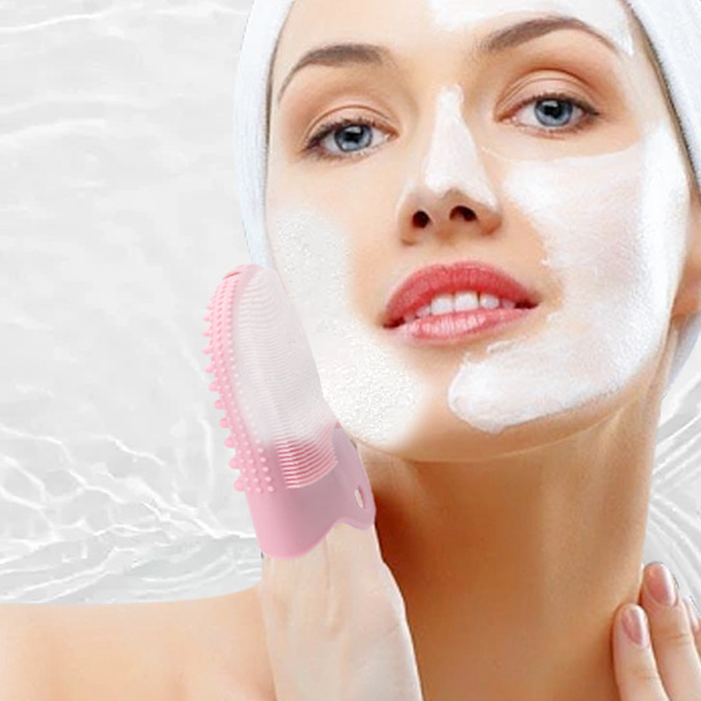 Silicone Face Cleansing Brush Pink Soft Facial Scrubber Deep Clean Exfoliator Pore Unclogging Dry Wet Use Round H Easy Grip
