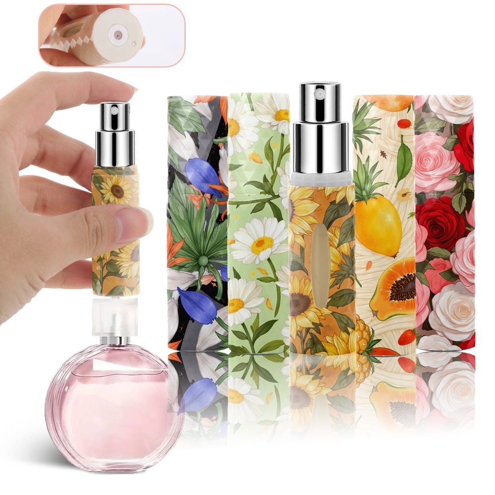 5ML Spray Rotating Bottle Mini Refillable Perfume Dispensing Bottle Empty Leak-proof Empty Cosmetic Containers