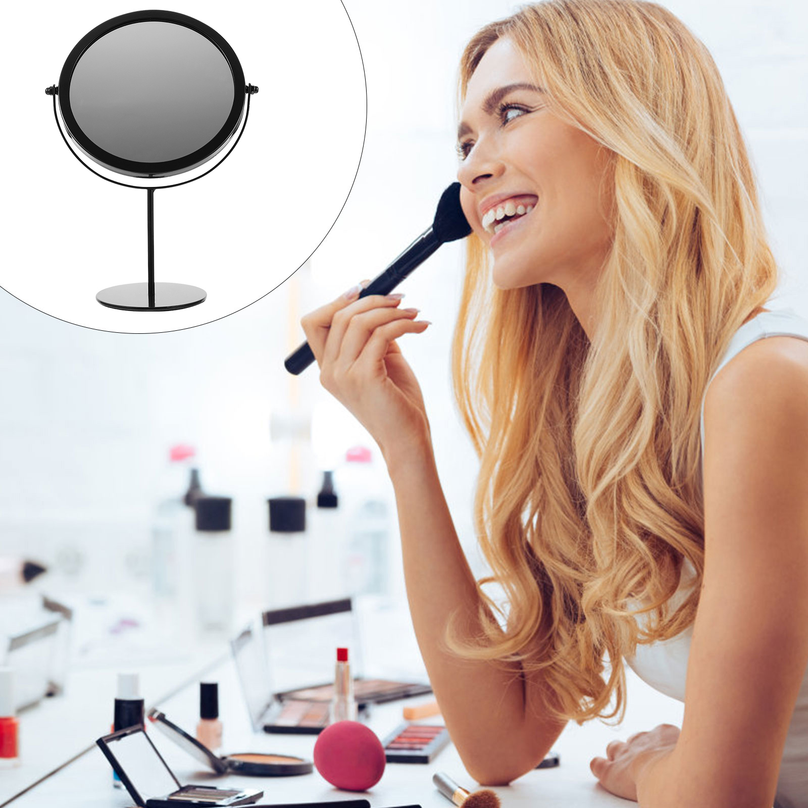 Rotating Dressing Mirror High Definition Metal Desktop Mirror Makeup Desktop Jewelry Display Tool