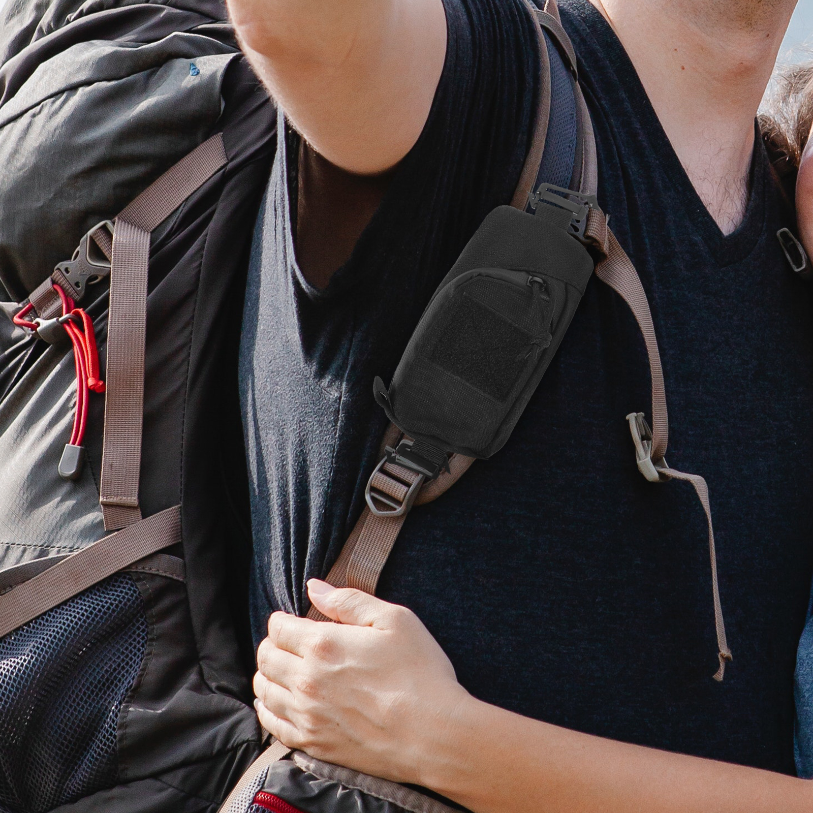 Chest Hanging Bag Backpack Strap Pouch Outdoor Phone Bag Small Pouch For Backpack Tactical Durable Clip On Shoulder