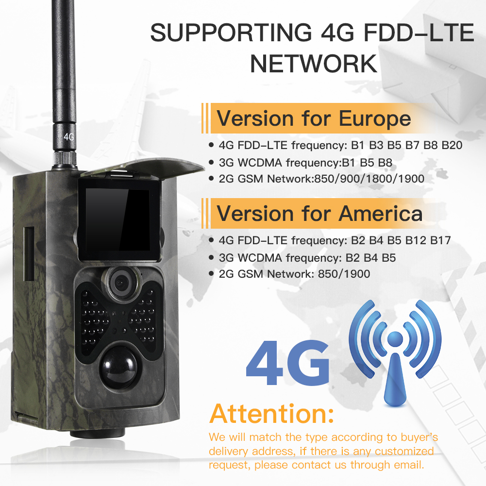 Wireless Mobile Hunting Cellular Cameras, FTP SMTP, 4G Trail Camera, MMS, SMS, Email, 16MP Night Vision, HC550LTE