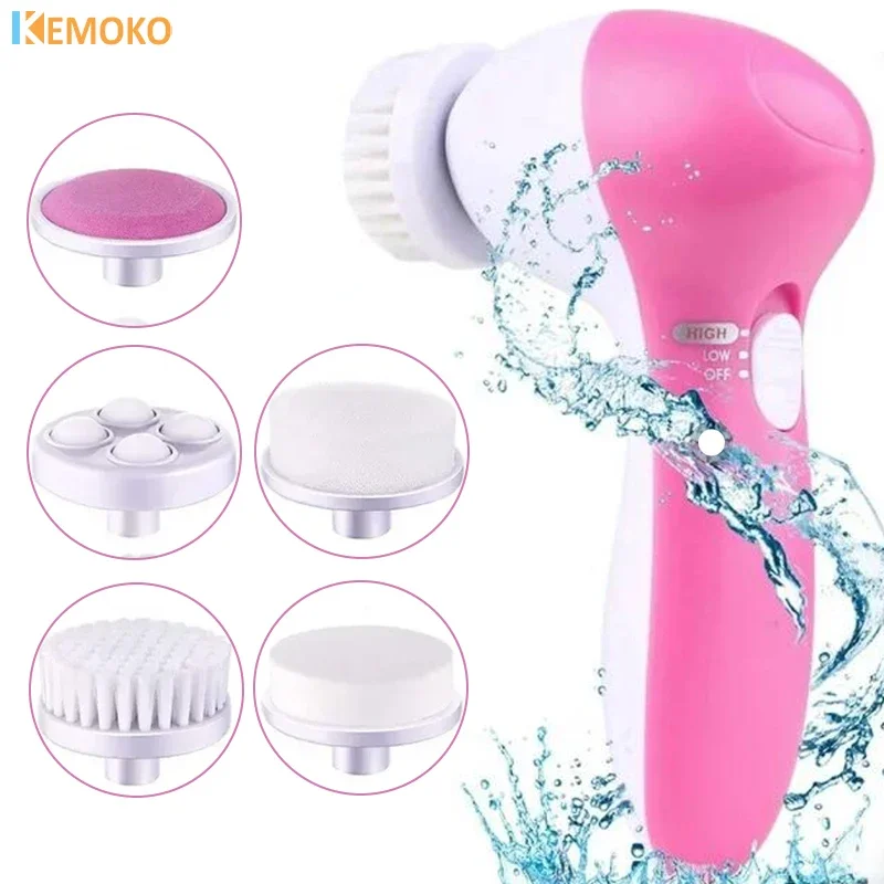 5 in 1 Electric Face Cleansing Brush Facial Cleaner Wash Machine Spa Skin Care Massager Blackhead Cleaning Facial Cleanser Tools