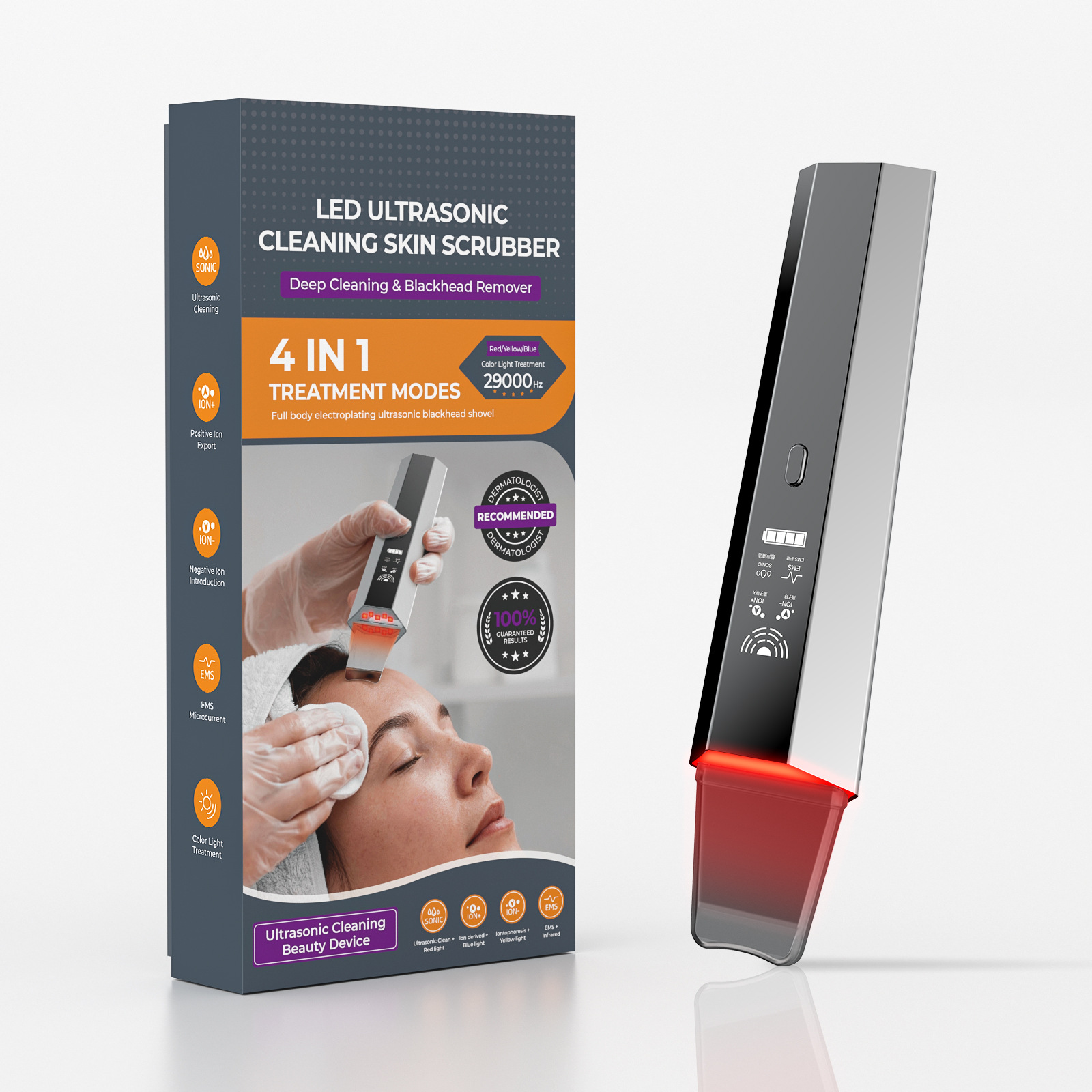 Ultrasonic electric skin scraper for household use, skin cleansing device for cleansing pores, removing dead skin, skin scraper