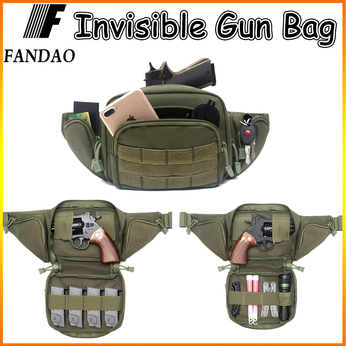 Gun Holster Fanny Pack for Men Women Concealed Carry Pistol Pouch  Fits 1911 Glock H&K Ruger S&W M&P Shield Taurus Sauer More