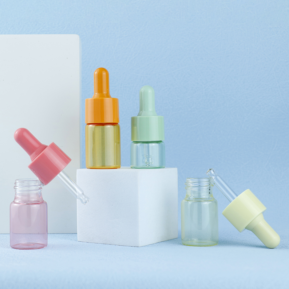 Macaron Small Essential Liquid Drop Bottle Travel Bottle Glass clear Skincare Face Essential Oil Essence Serum Dropper Bottle