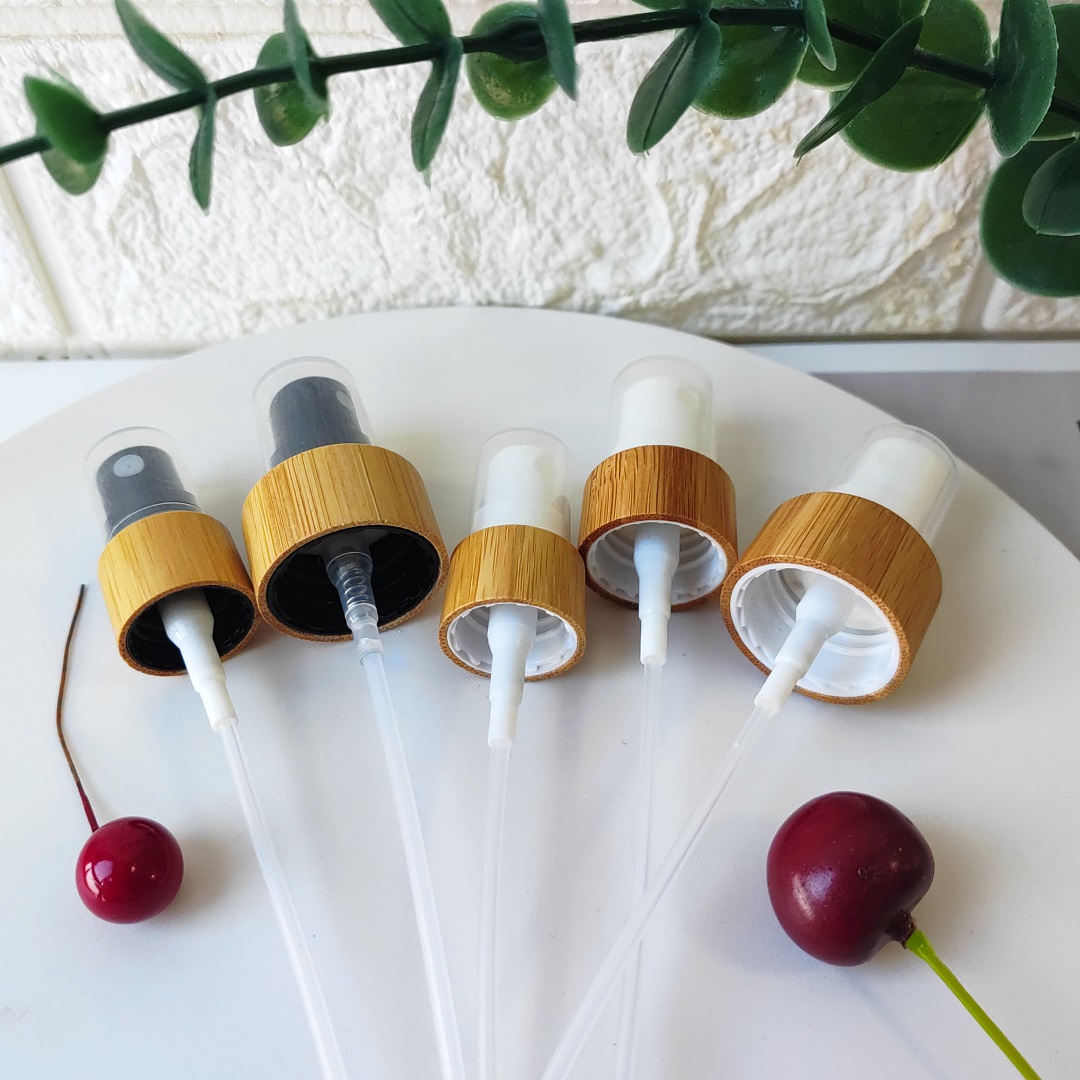 10Pcs 18/20/24MM 410 Bamboo Spray Pump with Clear Dust Cover Black/White Top for Perfume Air Freshener Mist Spray Atomizer Nozzl