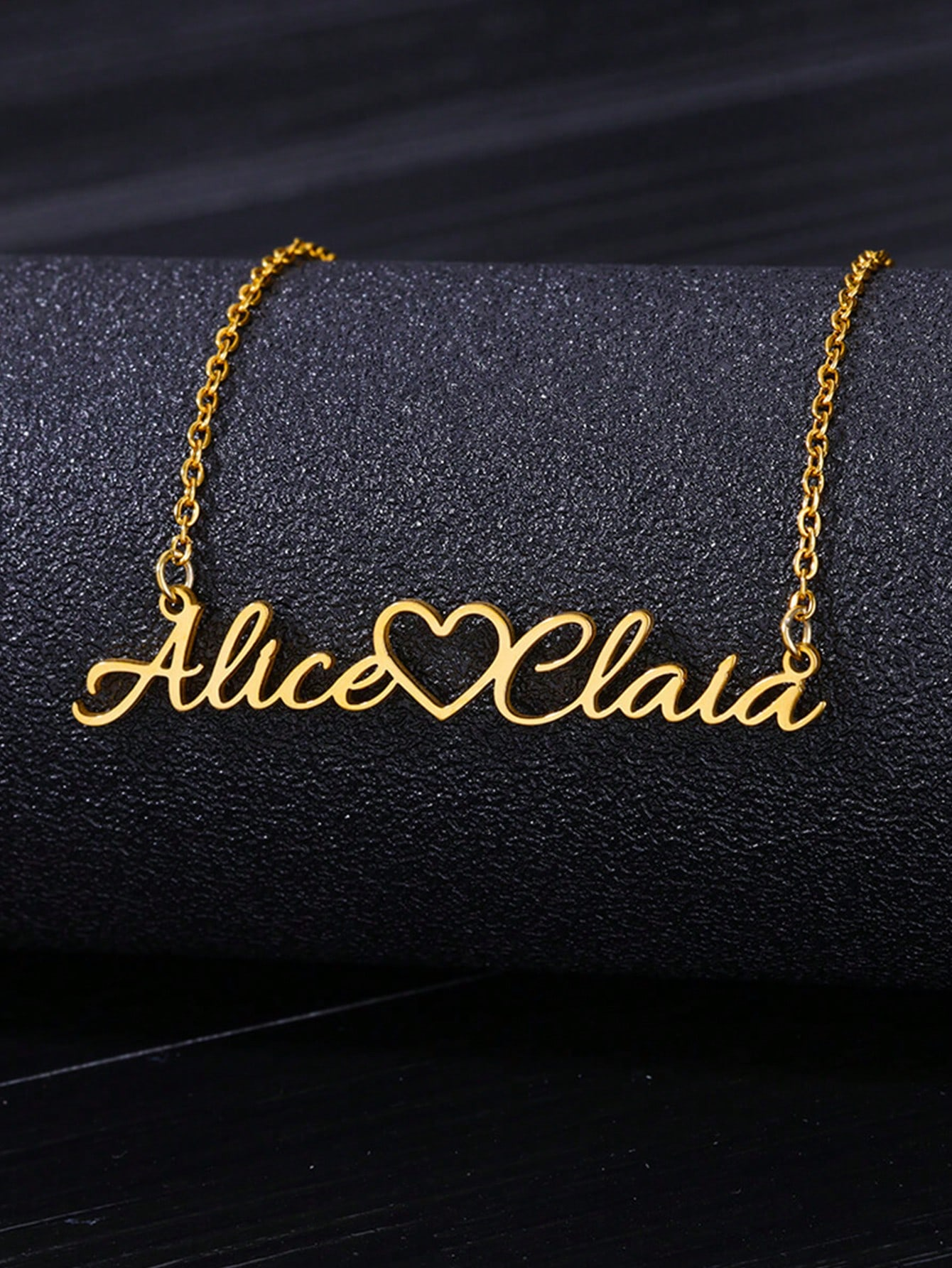 Custom Two Name Pendant Necklace With Heart Personalized Nameplate Necklace Stainless Steel Custom Jewellry Fashion Accessories