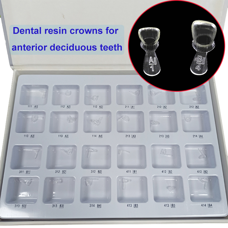120pcs Dental Kids Primary Crowns Composite Resin for Front Teeth Pediatric Deciduous Clear Strip Crown Pedo Form Teeth Crowns