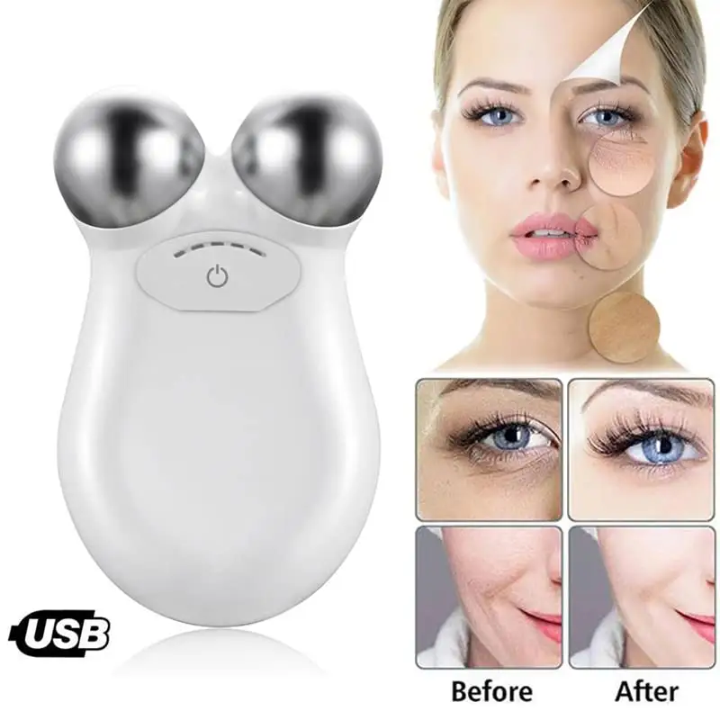 Microcurrent Facial Massager Roller Anti Wrinkles EMS Face Lift Skin Tightening Machine Face Firming Slimming Skin Care Tools