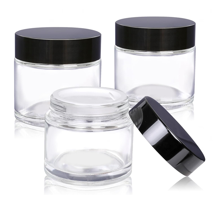 Cosmetic Jars with Makeup Containers Vials Clear Candle Glass Cosmetic Jar Face Containers Jar Amber Glass Cream Jar with Lids