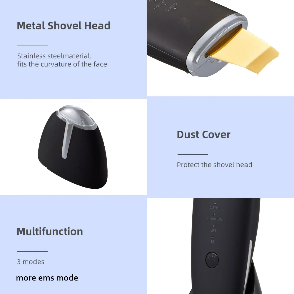 LESEN Ultrasonic Skin Scrubber Deep Cleaning Peeling Shovel Limpiador Facial Skin Care Face Lifting Machine Ultrasonic Cleaner V