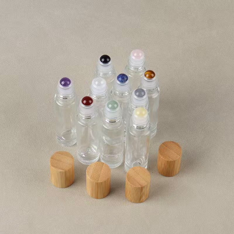 Deodorant Perfume Essential Oilscap Clear glass Roll On Roller Bottle Natural Gemstones Clear Glass Perfume Bottles Roller Balls