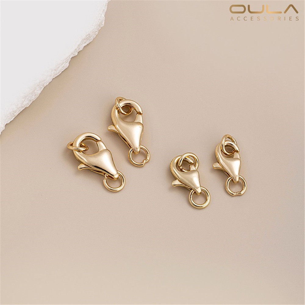 14K Gold-plated Lobster Clasp Closed Loop Imitation Silver Spring Clasp Handmade Diy Bracelet Necklace Ending Clasp Accessory