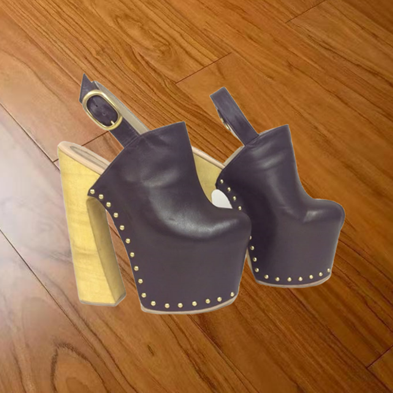 Wood Pattern Buckle Platform Sandals Thin High Heel Round Toe Fashion Sexy 2025 Summer Big Size Woman Shoes Zapatillas Mujer